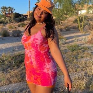 Pink & Orange Tie Dye Outdoor Voiced Exercise Dress size XL (sold out color)